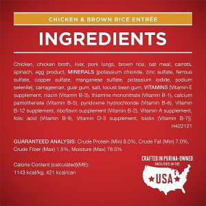 ingredients photo of Purina-ONE-Classic-Ground-Chicken-and-Brown-Rice-and-Beef-and-Brown-Rice-Entrees-Wet-Dog-Food-Variety-Pack-Pack-of-6-13-oz.-Cans