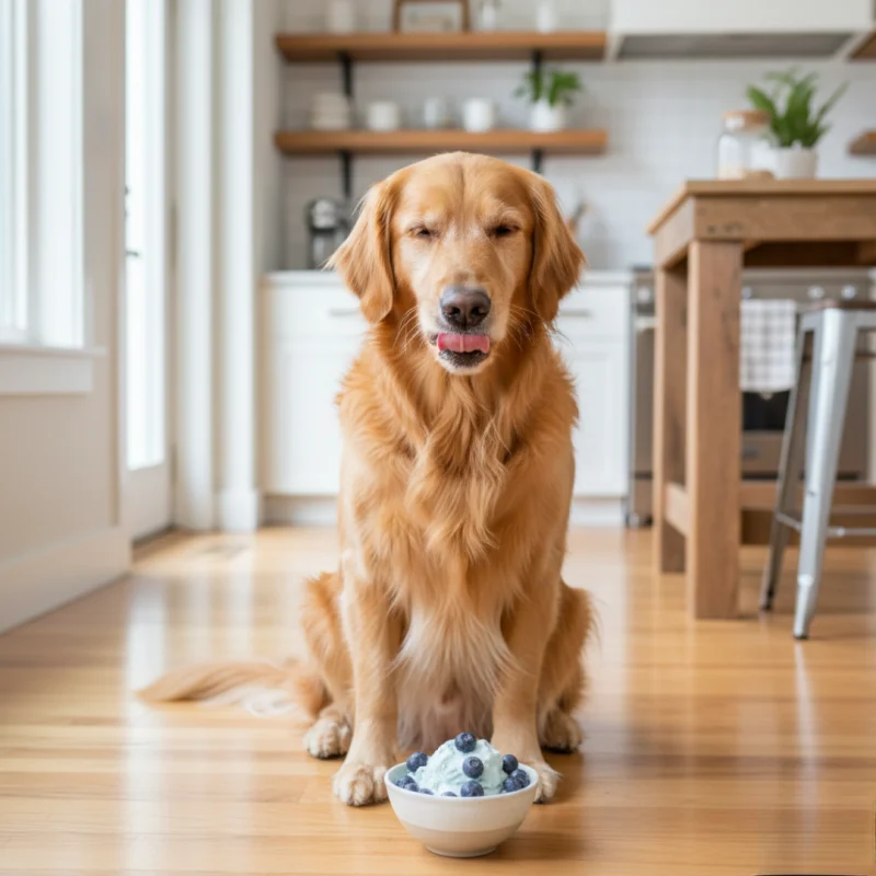 Dog Eating Yogurt